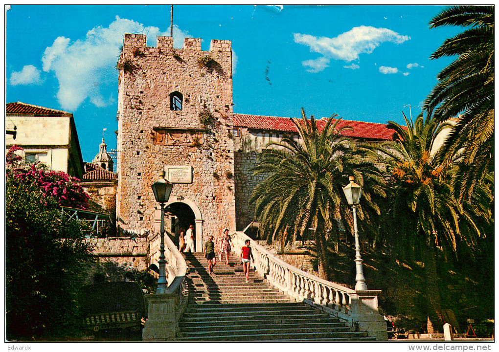 Korcula, Croatia Postcard Posted 1975 Stamp - Croatie