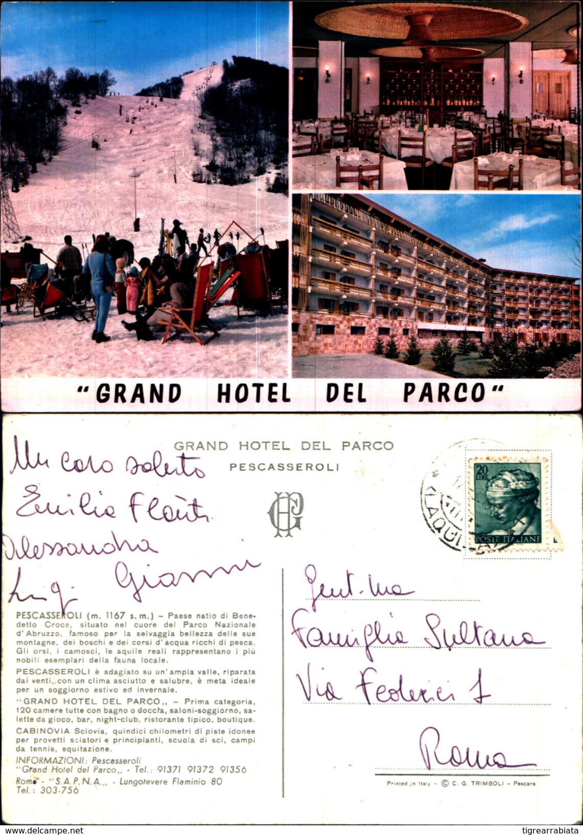 4023a)cartolina- Pescasseroli Prov. Aquila Grand Hotel Del Parco - L'Aquila