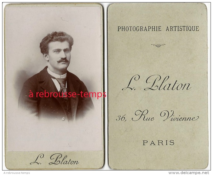 CDV  Beau Portrait D'homme-photo Le Platon-36 Rue Vivienne à Paris - Anciennes (Av. 1900)