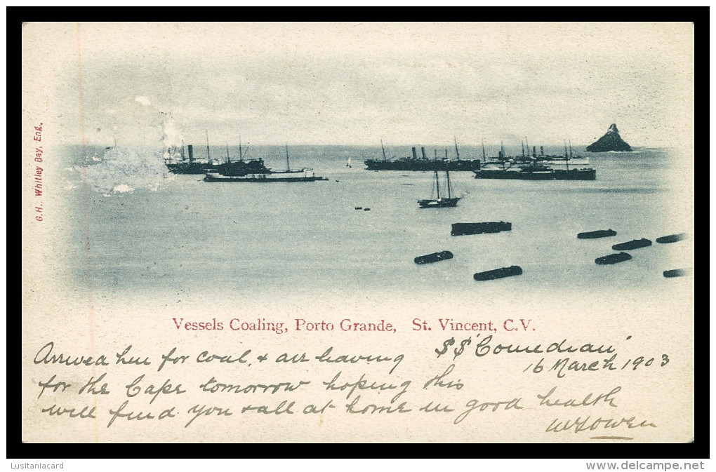 SÃO VICENTE  - Vessels Coaling, Porto Grande  ( Ed. G. Hastins Whitley Bay)  Carte Postale - Cap Vert