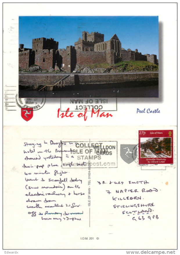 Castle, Peel, Isle Of Man Postcard Posted 2002 Stamp - Ile De Man