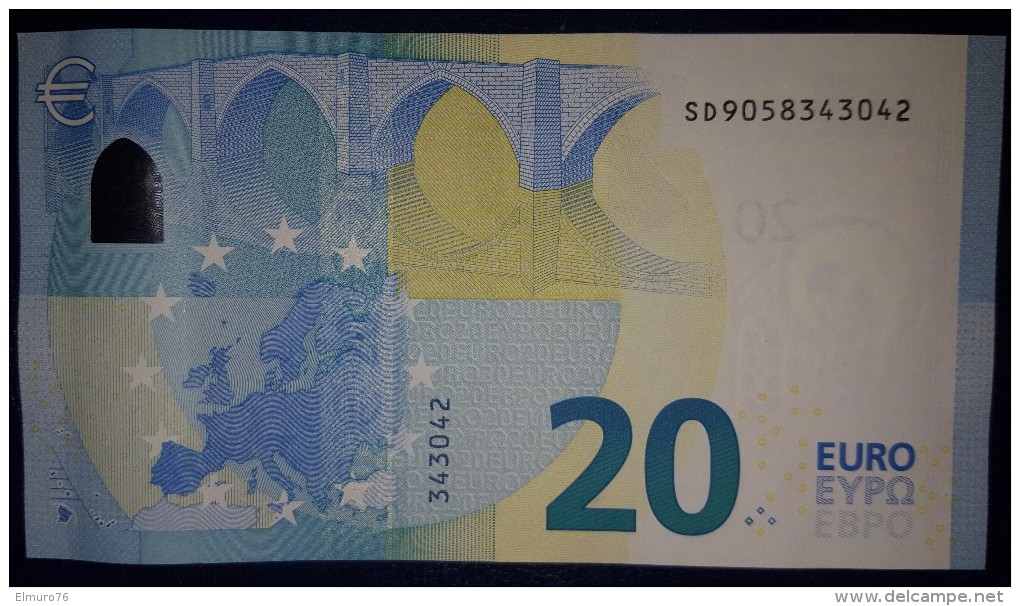 20 EURO S007I3 Draghi Italy Serie SD905 Perfect  UNC - 20 Euro