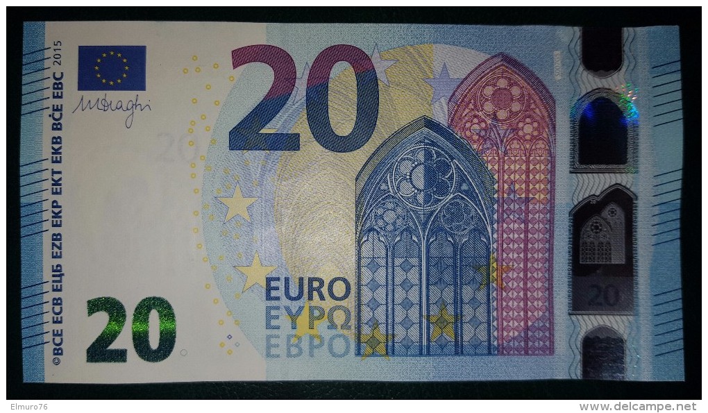 20 EURO S007G5 Draghi Italy Serie SB707 Perfect  UNC - 20 Euro