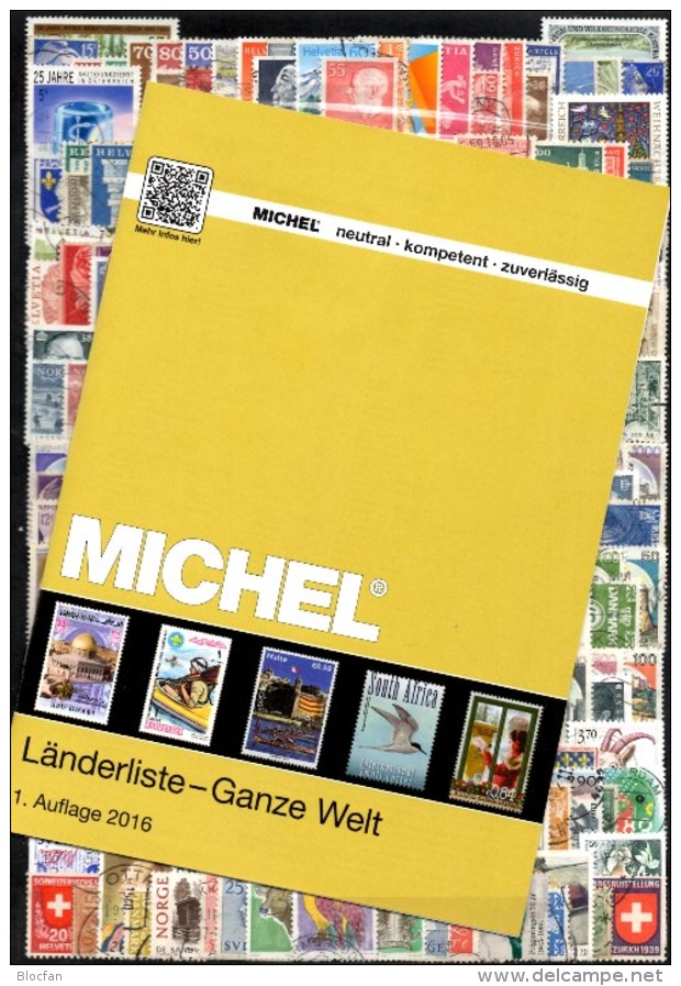 MlCHEL Länderliste 2016 Neu Plus 300 Briefmarken Ganze Welt O 90€ Various Topics Stamps And Catalogue Of The World - Autres & Non Classés