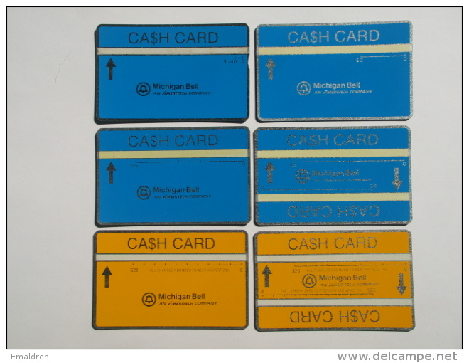 Michigan-Bell. The 6 Cards: 0,40-2-5-10-20-40. - Cartes Holographiques (Landis & Gyr)