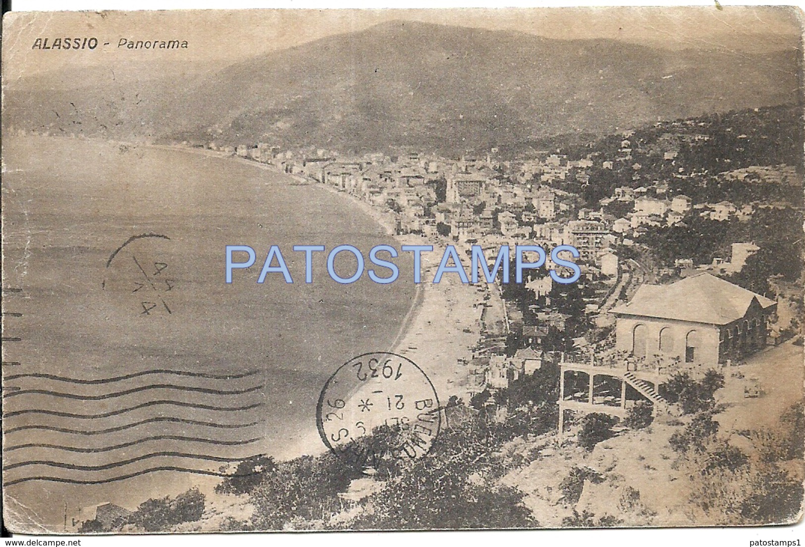 61120 ITALY ALASSIO VIEW PANORAMA BREAK CIRCULATED TO ARGENTINA POSTAL POSTCARD - Altri & Non Classificati