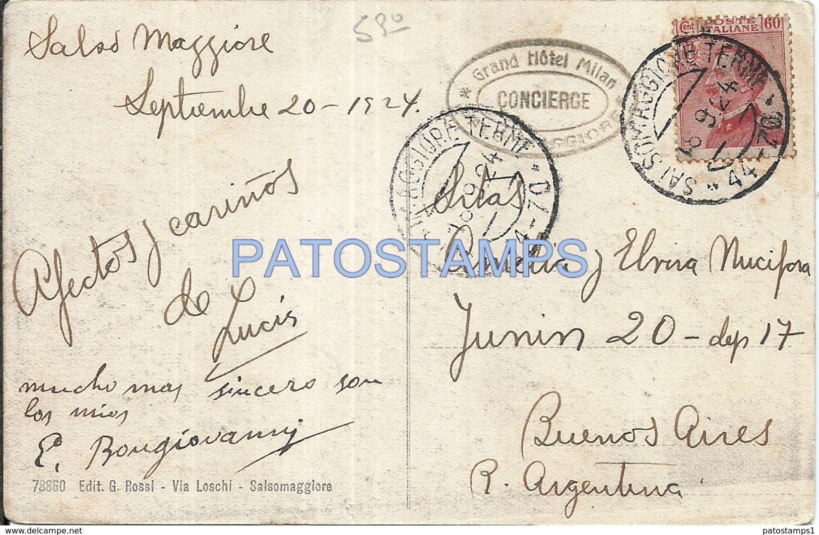 61127 ITALY SALSOMAGGIORE WIDE CAVALLOTTI & AVENUE CAVOUR CIRCULATED TO ARGENTINA POSTAL POSTCARD - Altri & Non Classificati