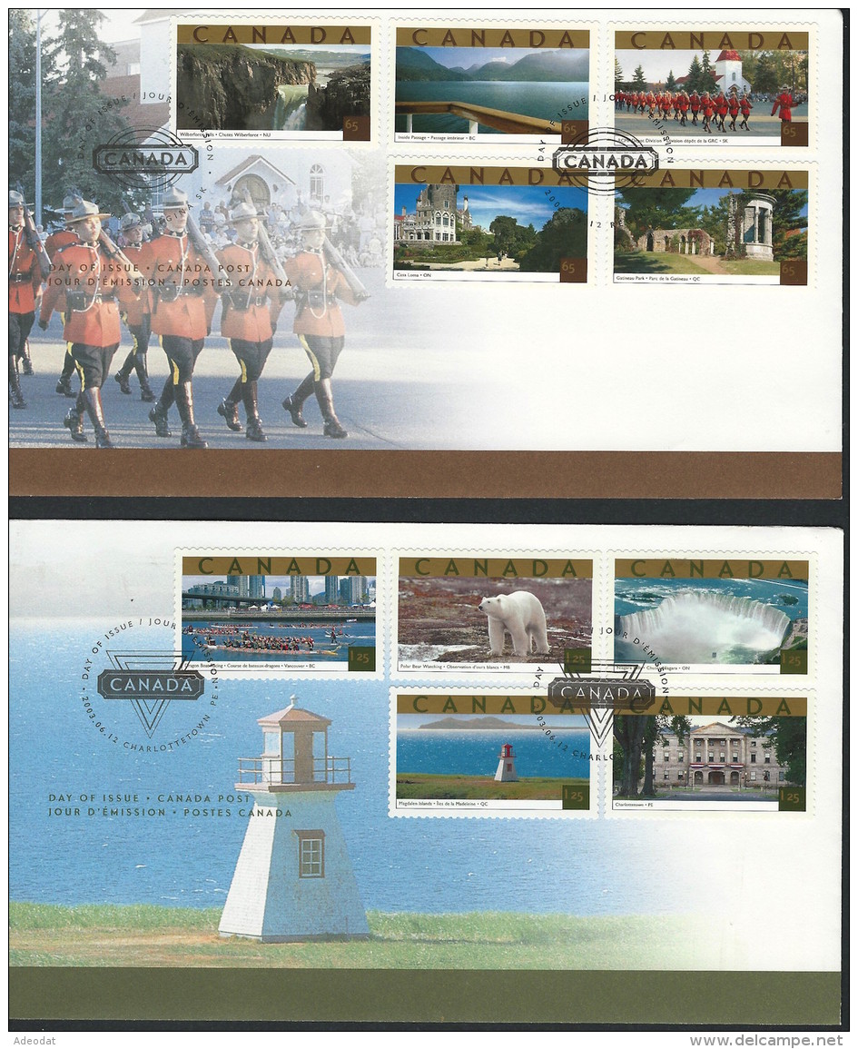 CANADA 2003 2 FIRST DAY COVERS SCOTT 10 STAMPS 1989-1990 VALUE US $19.55 - 2001-2010