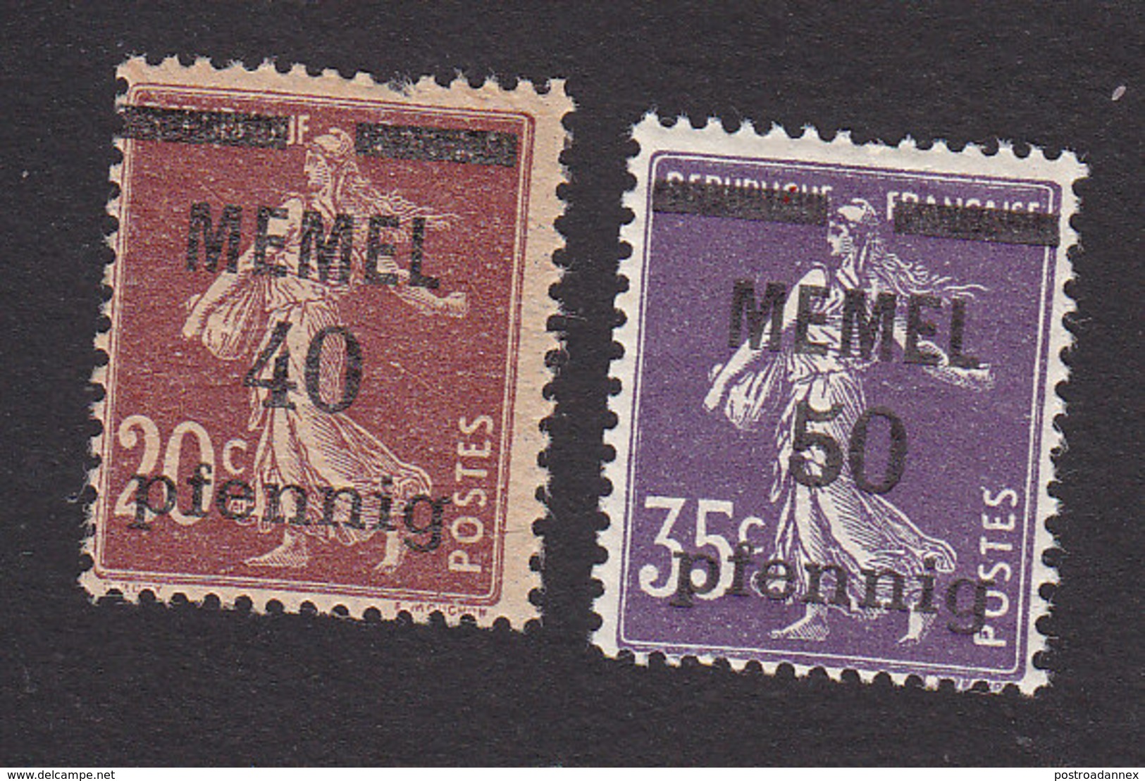 Memel, Scott #22-23, Sower Surcharged, Issued 1920 - Neufs