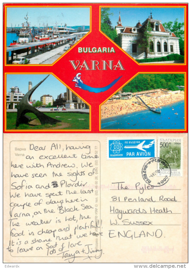 Varna, Bulgaria Postcard Posted 1999 Stamp - Bulgaria