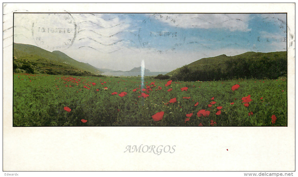 Egiali Fields, Amorgos, Greece Postcard Posted 2001 Stamp - Grèce