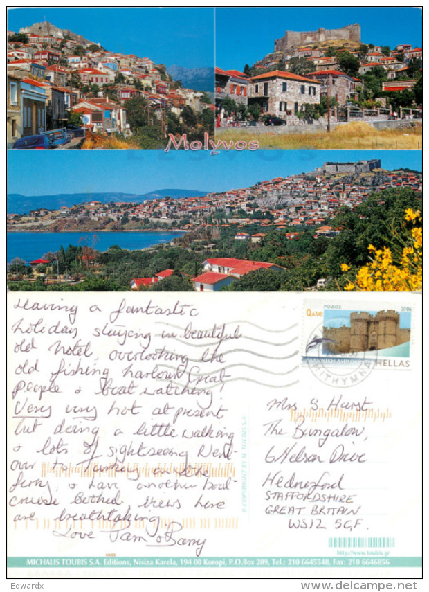 Molyvos, Lesbos, Greece Postcard Posted 2006 Stamp - Grèce