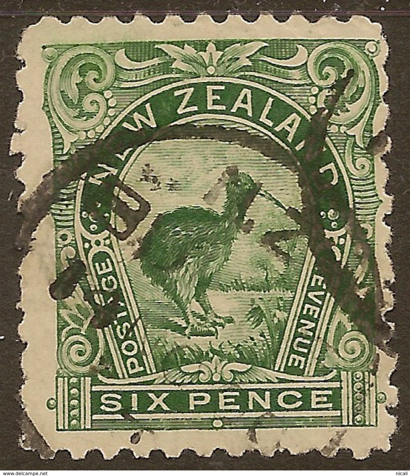 NZ 1898 6d Green Kiwi P11 SG 264 U #WQ344 - Used Stamps