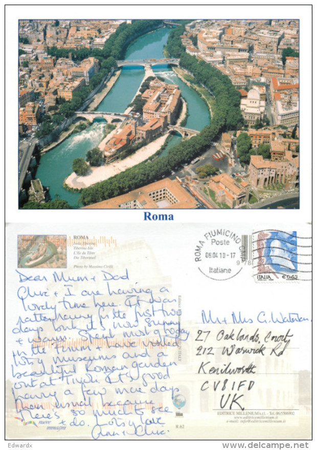 Isola Tiberina, Roma, Italy Postcard Posted 2010 Stamp - Other Monuments & Buildings