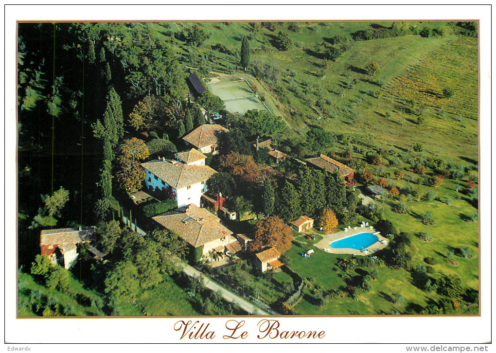 Villa Le Barone, Panzano In Chianti, FI Firenze, Italy Postcard Posted 2004 Stamp - Firenze