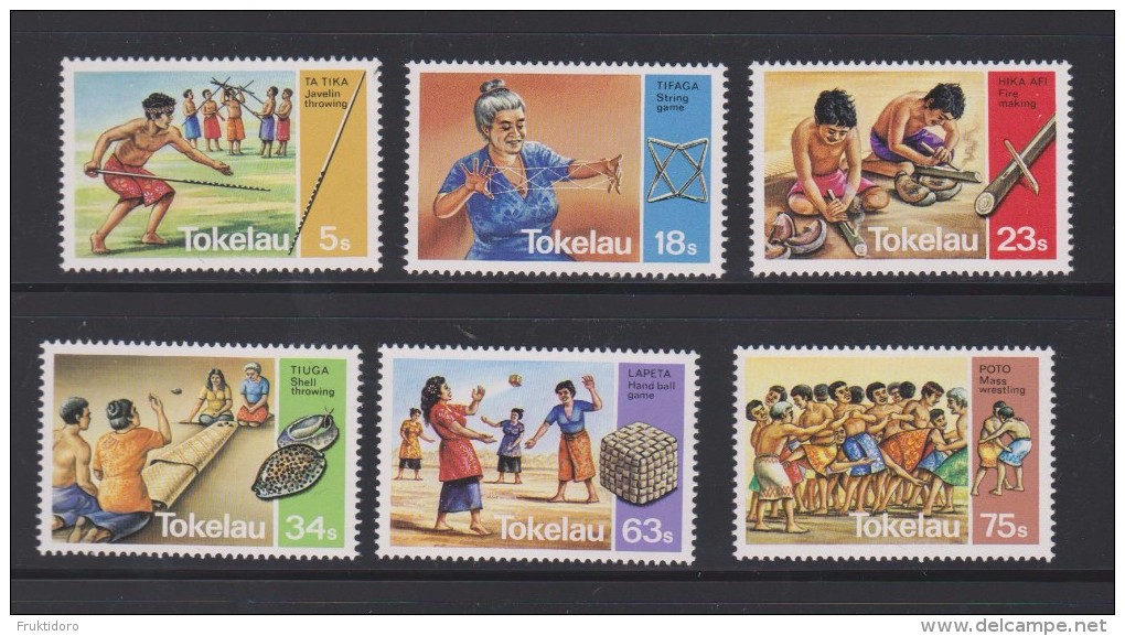 Tokelau Mi 90-95  Traditional Games - Javelin - Tifaga String - Fire Making - Shell Throwing - Handbal - 1983 ** - Tokelau