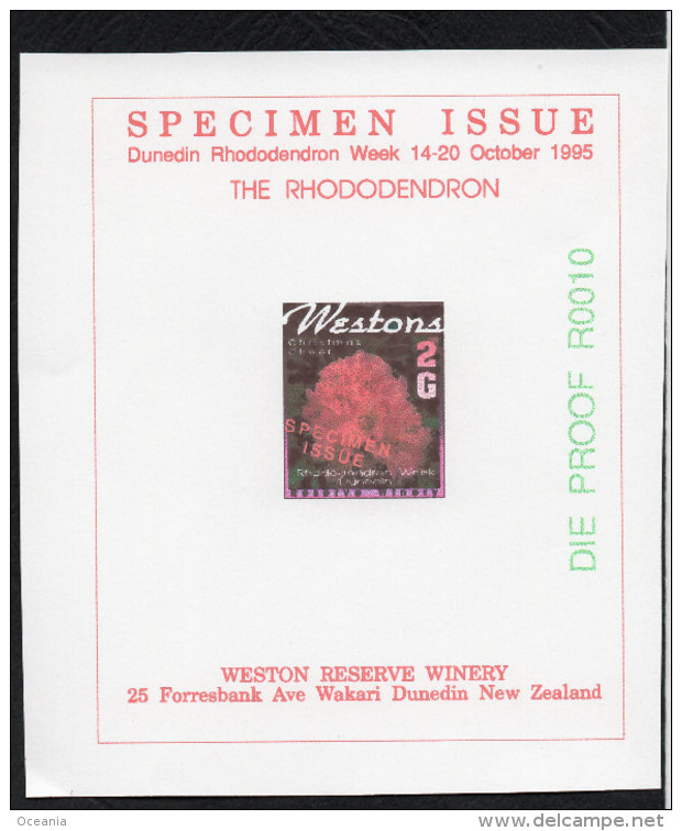 New Zealand Wine Post Rhododenron Rare Red Specimen Overprint - Other & Unclassified