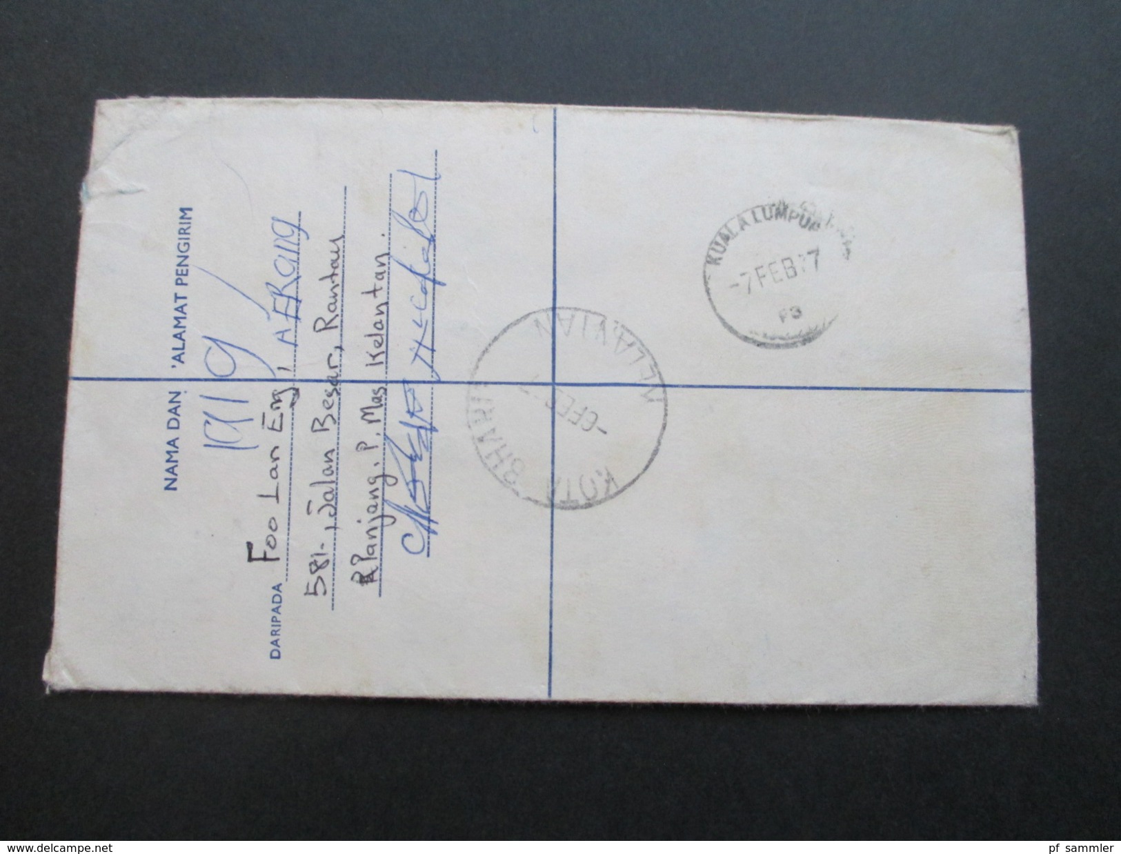 Asien Malaysia Registered Letter R Raniau Paniang No 0669 Nach Kuala Lumpur. Kelantan. 5 Stempel! - Malasia (1964-...)