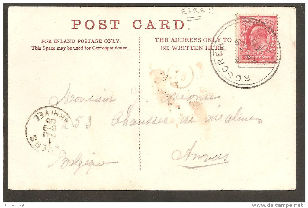 Postmark ROSCREA On G.B. Stamp.TIP No.129. P.C. NENAGH - Préphilatélie