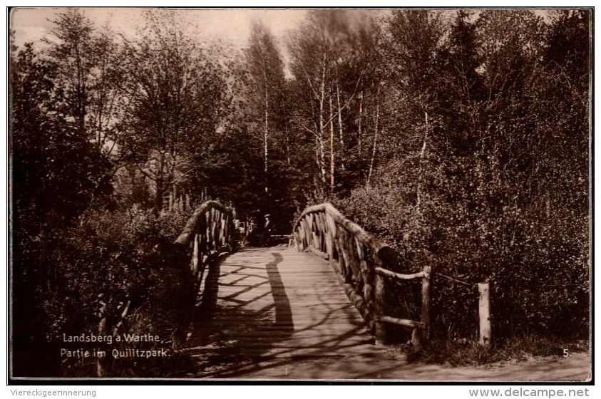 ! Alte Ansichtskarte Landsberg An Der Warthe , Brücke Im Quilitzpark, 1926 - Polen