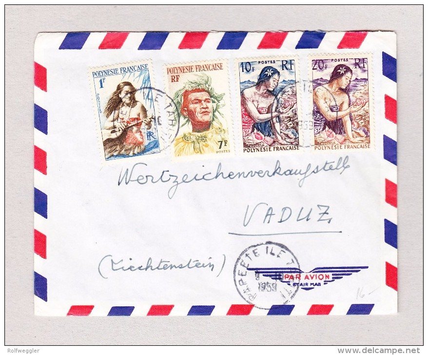 Liechtenstein VADUZ Ankunft Brief Aus Papeete Ile Tahiti 9.11.1959 - Lettres & Documents