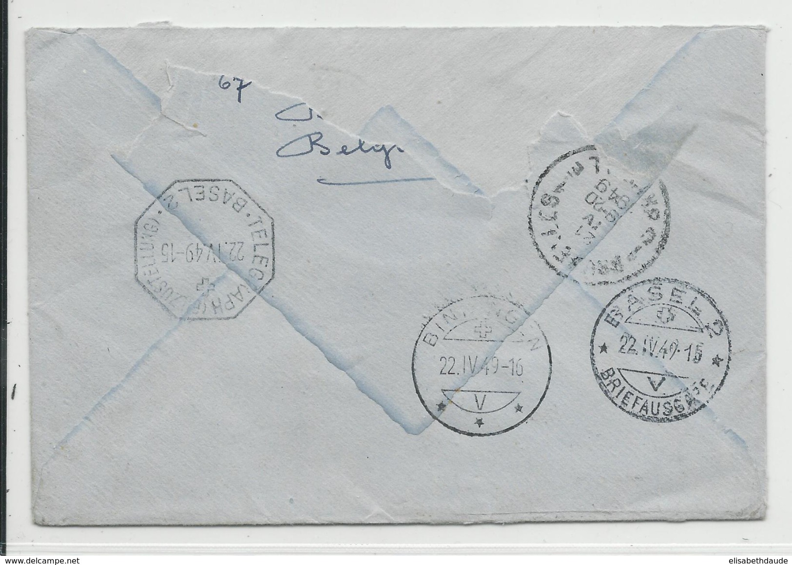 BELGIQUE - 1949 - ENVELOPPE Par EXPRES De MOLENBEEK  Pour BINNINGEN (SUISSE) - Storia Postale