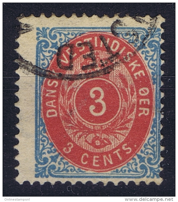 Danish West Indies : 1873 Mi 6IIa  Used Obl  Blaukarmin Kopfstehend WM - Dänische Antillen (Westindien)