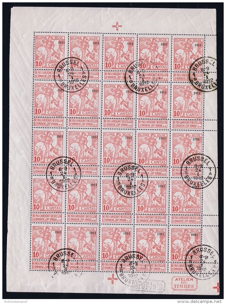 Belgium  OPB Nr F98 / 98 In Complete Sheet Cancelled Obl.  Cat Value &euro; 1150 - Oblitérés