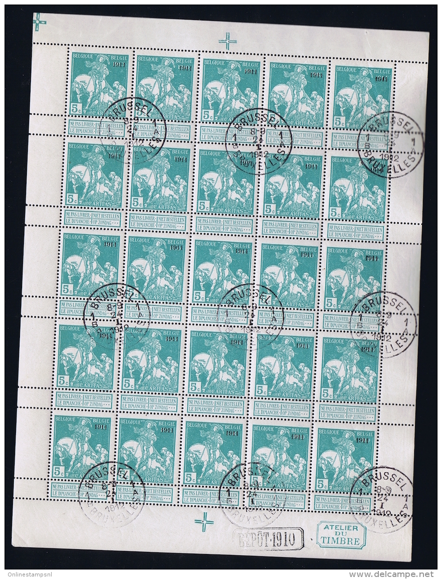 Belgium  OPB Nr F97 / 97 In Complete Sheet Cancelled Obl.  Cat Value &euro; 1150 One Perforation Came Loose 1 Bottom Of - Gebruikt