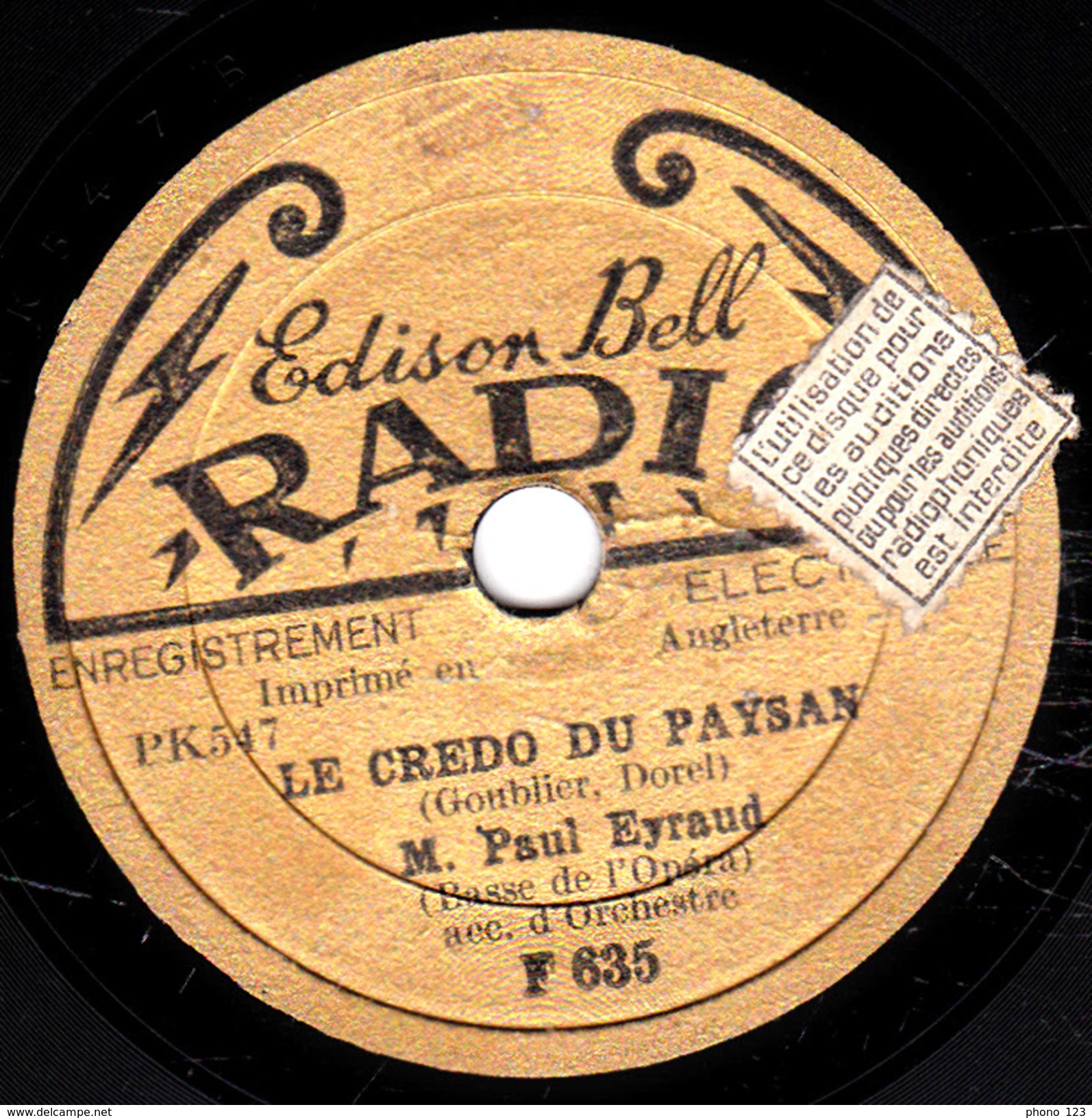 78 T. -  20 Cm - état Tb - PAUL EYRAUD -  SI VOUS NE M'AIMEZ PLUS - LE CREDOT DU PAYSAN - 78 T - Disques Pour Gramophone