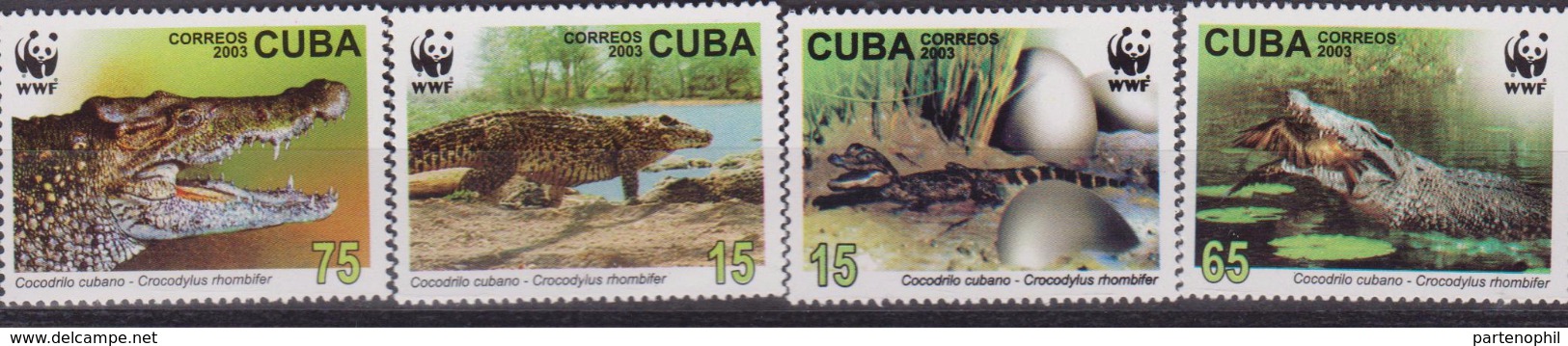 CUBA 2003 COCCODRILLI WWF CROCODILES SET MNH - Unused Stamps