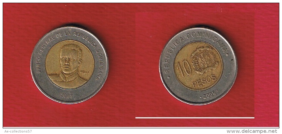 Rep Dominicaine  --  10  Pesos  2008 -- état  TB - Dominicaine