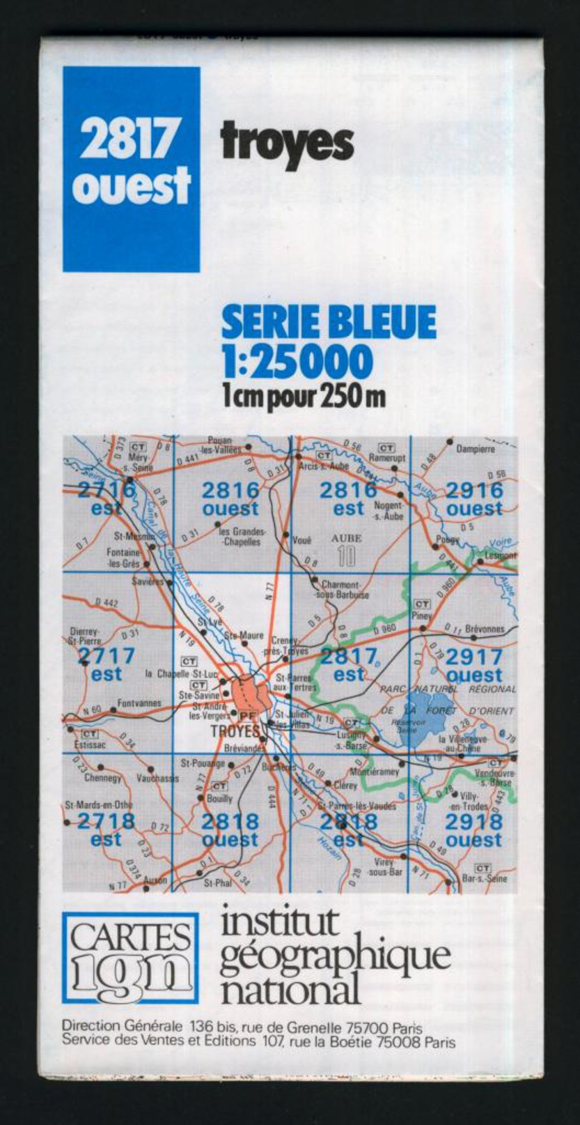 Carte IGN, Série Bleue, 2817 O, Troyes, Bréviandes, Saint-Lyé, La Chapelle Saint-Luc. - Cartes Topographiques