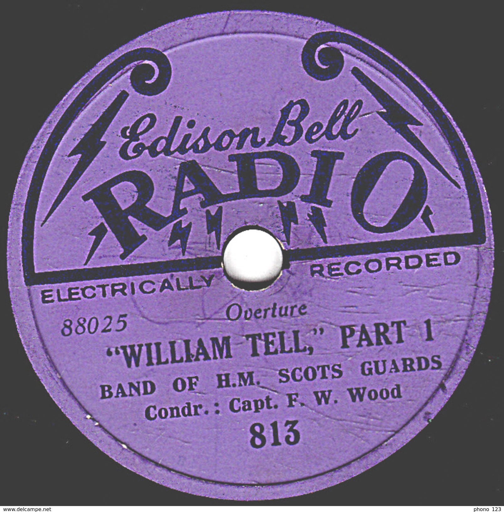 78 T. -  20 Cm - état Tb - BAND OF H.M. SCOTS GUARDS - WILLIAM TELL  PART 1 Et 2 - 78 T - Disques Pour Gramophone