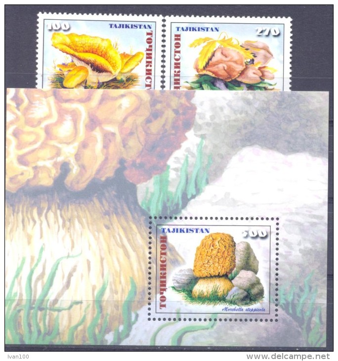 1999. Tajikistan, Mushrooms Of Tajikistan, 2v + S/s,  Mint/** - Tajikistan