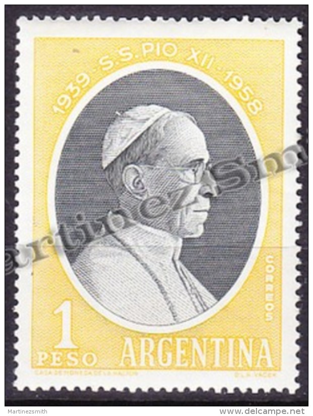 Argentina 1959 Yvert 597, S.S. Pio XII/ Pope Pius XII - MNH - Neufs