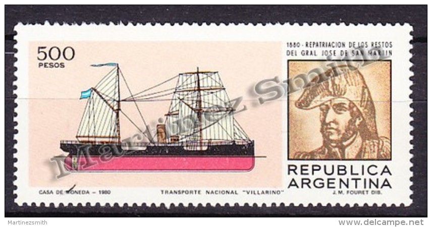 Argentina 1980 Yvert 1218,  Repatriation Of The Remains Of General Jose De San Martin - MNH - Neufs