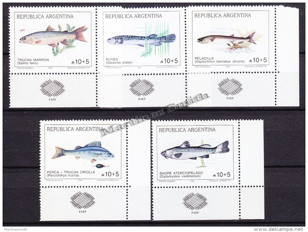 Argentina 1989 Yvert 1675- 79, Argentinian Philatelic - Pisces - MNH - Neufs