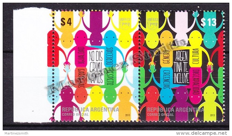 Argentina 2013 Yvert 3008- 09, America UPAEP, Fight Against Discrimination - MNH - Neufs