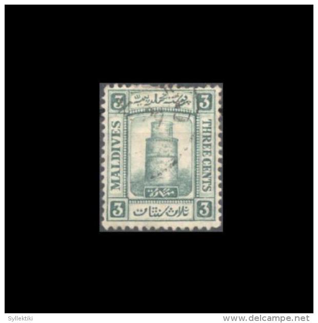 MALDIVES 1906 3 CENTS USED STAMP STANLEY GIBBONS No.2 - Maldiven (...-1965)
