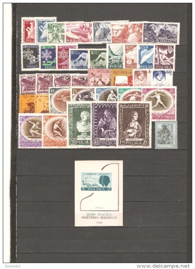 POLOGNE  ANNEE  COMPLETE 1956  NEUVE ** MNH LUXE  37 TIMBRES  ET 1 BLOC - Ganze Jahrgänge