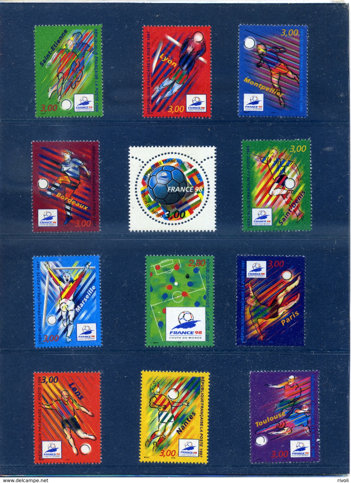 FRANCE COUPE DU MONDE 1998 Feuillet Integrale Des Timbres + CPA Footix - 1998 – Francia