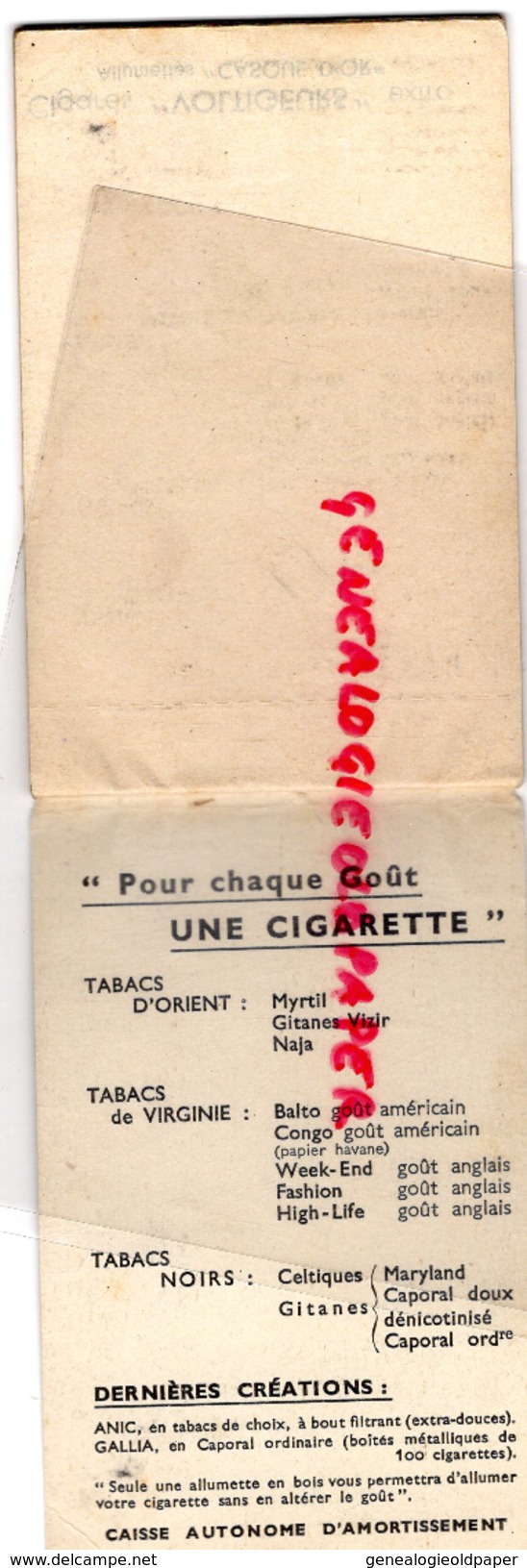 TABAC - CARNET NOTES - CIGARETTES ANIC -ILLUSTRATEUR DRANSY- CELTIQUE MARYLAND- PAR CASSANDRE 1935-CIGARE VOLTIGEURS - 1900 – 1949