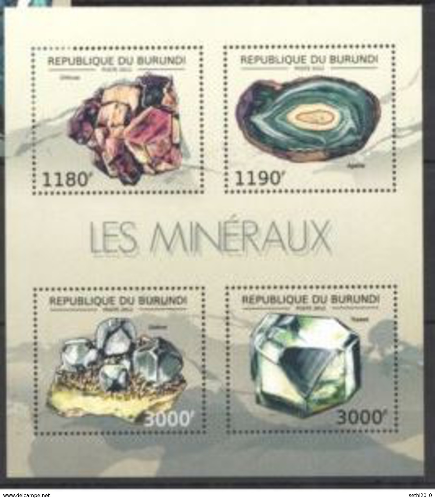 Burundi Minerals Minéraux Souvenir Sheetlet - Minéraux