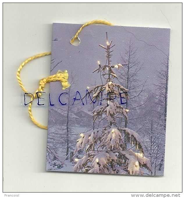 Etiquette Double Cadeaux. Sapin Enneigé. 5/6,5 Cm - Cartes Cadeaux