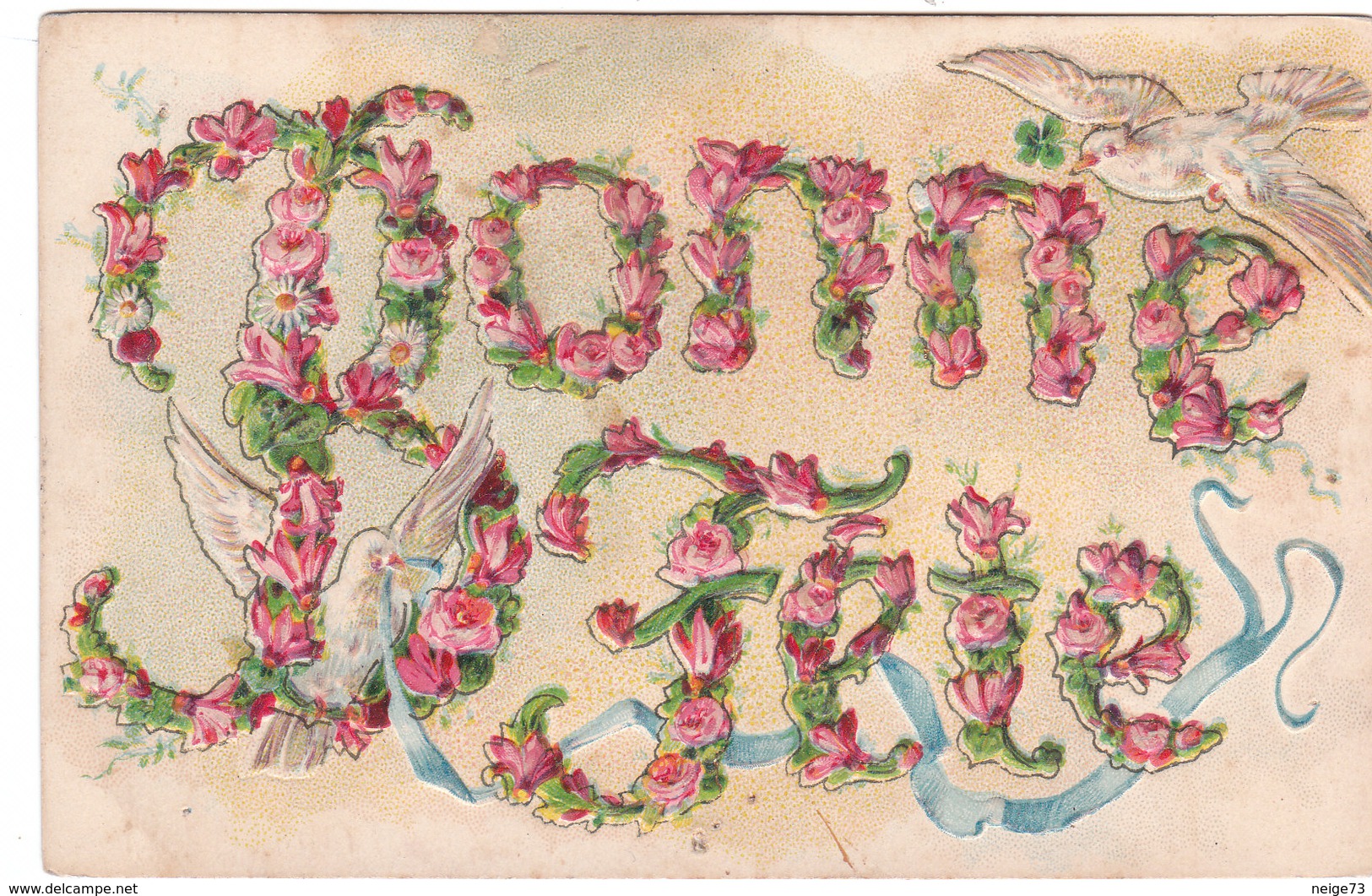 Carte Postale Ancienne - Fantaisie - Gaufrée - Bonne Fête - Fleurs - Oiseaux - Autres & Non Classés