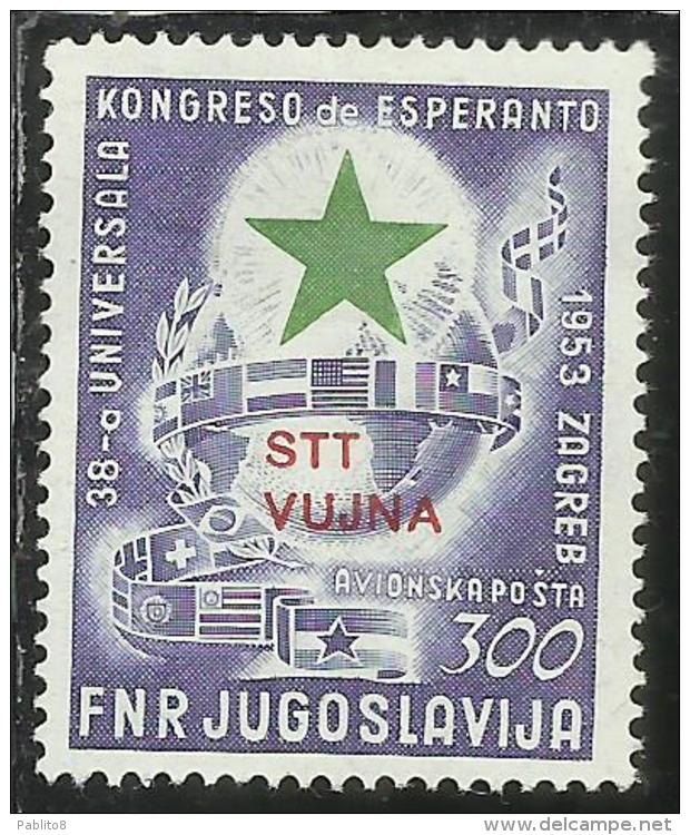 TRIESTE B 1953 CONGRESSO D'ESPERANTO 300d VIOLETTO MNH - Neufs