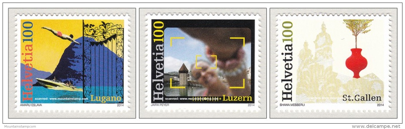 Switzerland 2014 (B11) Cities Of Switzerland Städte Luzern St. Gallen Lugano MNH "" - Ungebraucht
