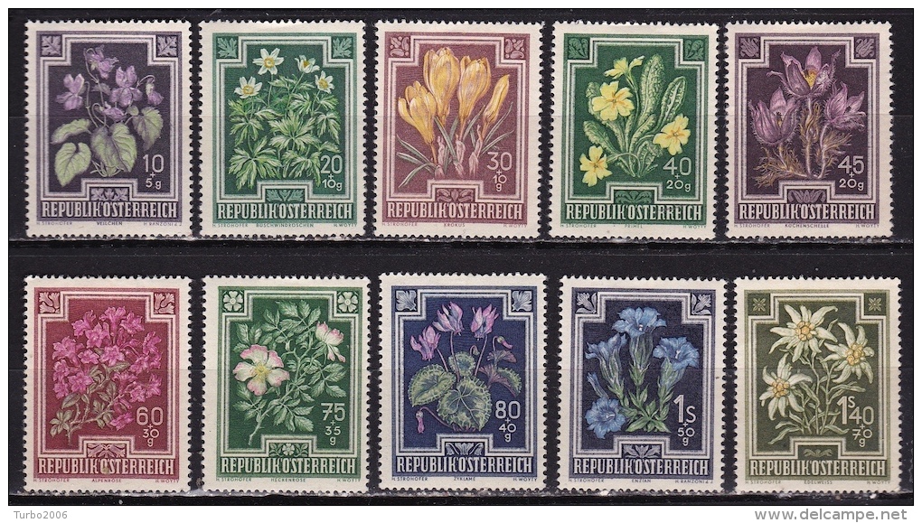 Osterreich /  Austria 1948 Anti TBC Funds Flowers Complete MH Set Mi 868 / 877 - Ongebruikt