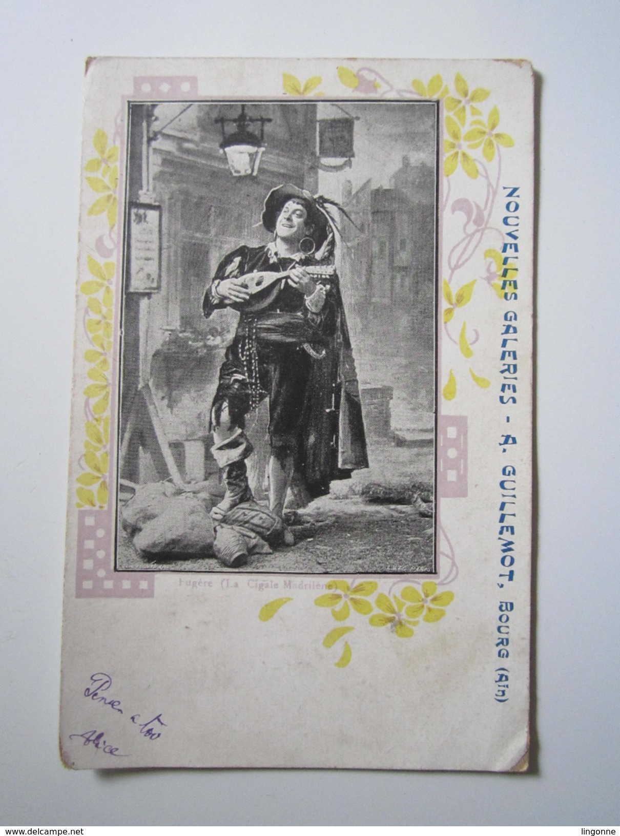 Carte Postale Publicitaire NOUVELLES GALERIES A. GUILLEMOT BOURG (Ain) Emma BERNARD Aux OLLIERES - Autres & Non Classés